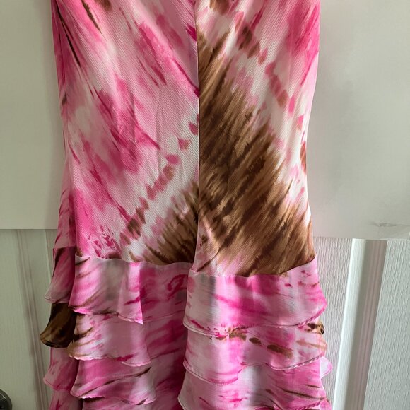 JOSEPH RIBKOFF Multicolored Pink Brown & White Dress Size 8 Ruffle Layer Look. - Picture 9 of 10